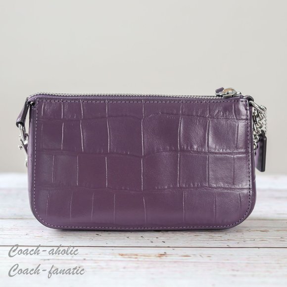 NWT Coach CN382 Nolita 19 in Crocodile-embossed Leather Silver/Amethyst - Picture 6 of 10
